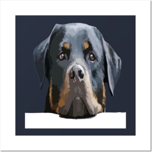 Rottweiler Peering Over A White Wall Vector Posters and Art